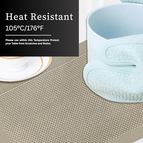 Image of Amazon Brand - Umi PVC Vinyl Box Design Placemat ST0000434 - Heat Resistant, Wipe Clean, Anti-Skid Table Mats for Dining Table, KitchenHome Decor (30x45 CM Golden Set of 6)