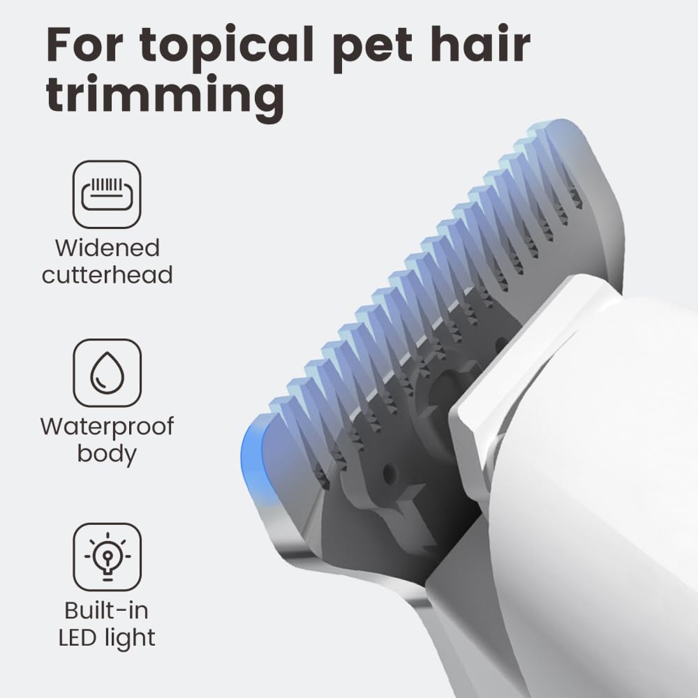 BDKMMS Dog Paw Trimmer, Low Noise Pet Hair Trimmer with LED Lights, Rechargeable Waterproof Pet Grooming Clippers for Cats, Dogs