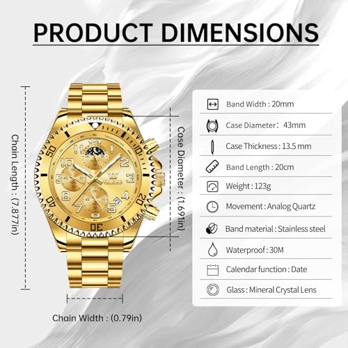 Image of OLEVS Luxury Watches for Men Dress Big Face Stainless Steel Analog Quartz