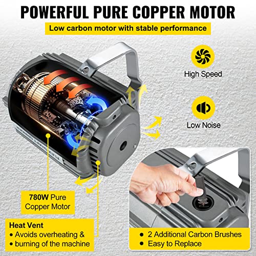 Image of VEVOR Flex Shaft Grinder 780W Rotary Tool 500-23000RPM Rotary Carver with 1 /4 inch 3-Jaw Chuck & Stepless Speed Foot Pedal Hanging Grinding Machine 131PCS Accessories for Jewelry Polishing Grinding DIY