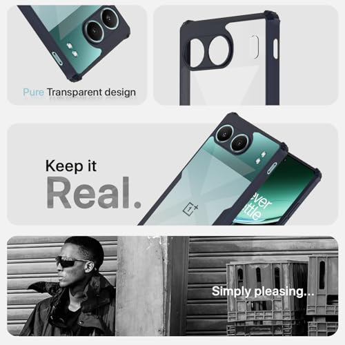 Image of Pikkme Crystal Clear Transparent Back Cover | Ultra Hyrbid | Full Camera Protection | Raised Edge | Bumper Case for OnePlus Nord 4 5G (Blue)