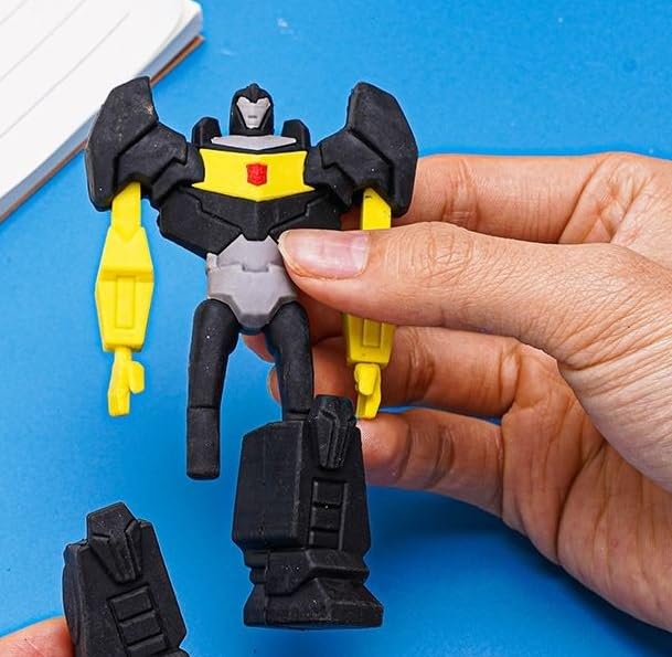 Image of SUPER TOY Robot Shape Eraser for Kids | 3D Transformer Style Puzzle Eraser | Cute Cartoon Rubber Eraser for School Stationery, Birthday Return Gift for Boys & Girls