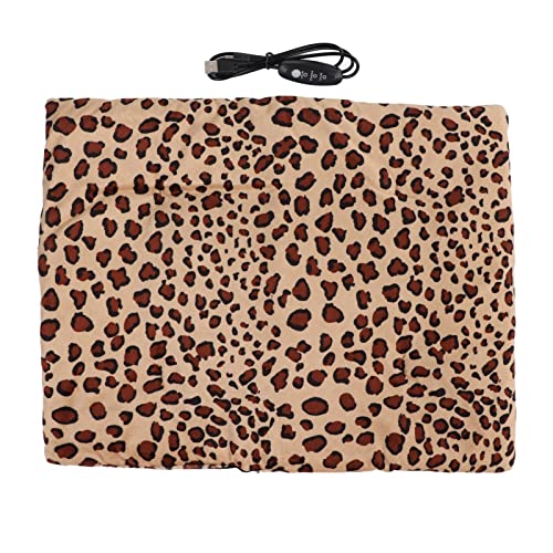 USB Heating Pad, USB Heating Pad 5V 2A 3 Temperature Regulation USB Interface Soft Touch Washable Easy to Wash Life Span with, Immersion Heaters (Leopard Print)