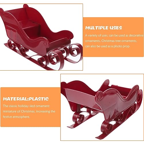 Traîneau de Noël STOBOK rouge 28cm incassable pour décorer sans risque de casse - 4