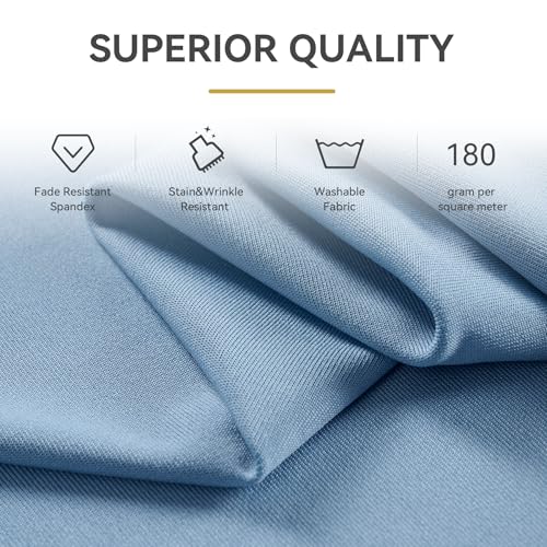 Image of Outpain Dusty Blue Spandex Table Clothes for 6 Foot Rectangle Tables-2Pack 6FT Spandex Fitted Table Cover, Wrinkle Free Tablecloths with Skirt for Parties, Wedding, Birthday, Banquet, Festival