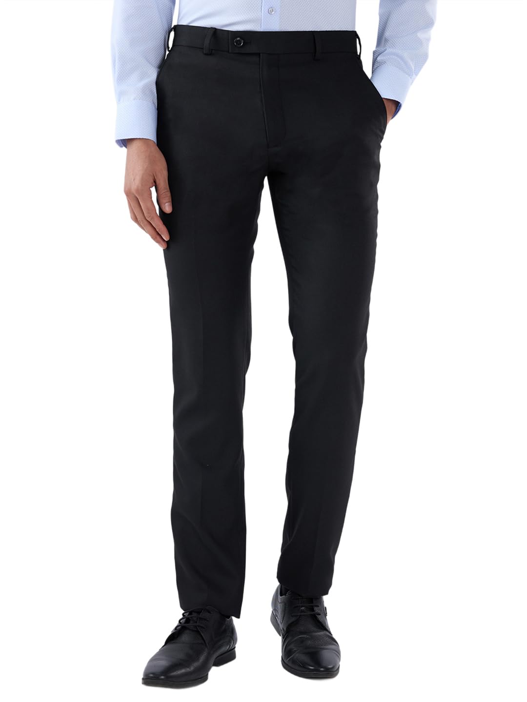 park avenue Men Slim Fit Solid Pattern Polyester Blend Flat Front Formal Trouser-picture-34