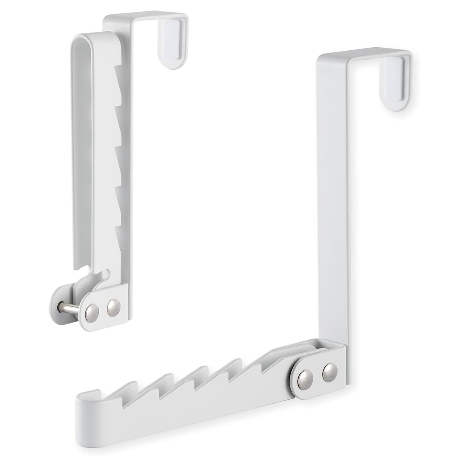 Techchii Over Door Hangers for Clothes, Foldable Door Cloth Hange Overdoor Hook Hanger with 5 Grooves Metal Drying Rack Door Hooks for Clothes, Towel, Coat, Bags
