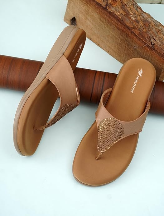 Image of HEALTH FIT EXTRA SOFT Women's Comfortable Memory Foam Doctor Slippers /Flip-Flops|Fashionable Casual & Stylish|Lightweight & Breathable|Outdoor Synthetic Casual Chappals Sandals Ladies & Girls HF21