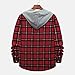 Men's Plaid Hoodie Flannel Shirt Jacket Long Sleeve Casual Fashion Button Shirts Lightweight Hooded Shirt with Pocket