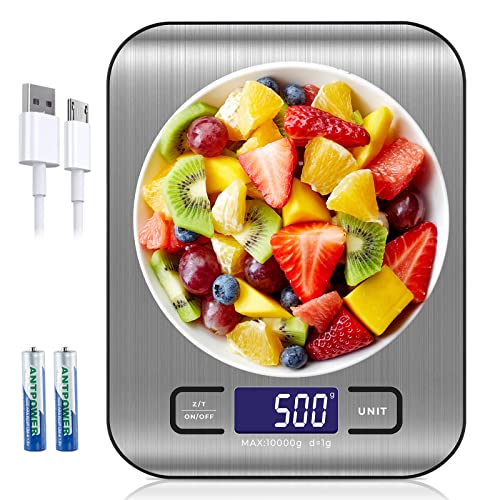 Catálogo para Comprar On-line Bascula Digital para Cocina los más solicitados. 47 Báscula Digital de Cocina USB Recargable, Báscula de Cocina de Acero inoxidable de 10kg/22lb con pantalla LCD, Función de tara para cocinar en la cocina (plata)