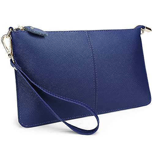 Image of YALUXE Genuine Leather Wristlet Handbags Purses Cell Phone Pocket Clutch Wallet Crossbody Bags for Women