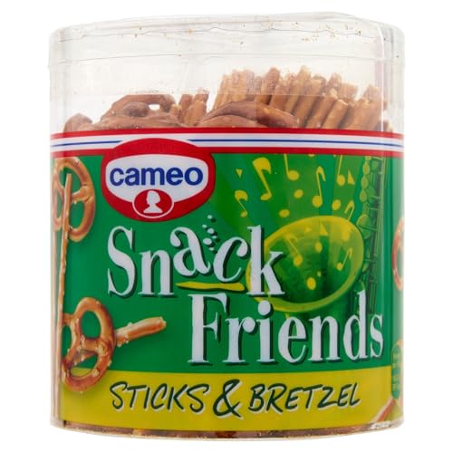 Cameo Snack Friends Sticks & Bretzel 300 g, Salatini Aperitivo, Mix di Sticks e Bretzel Alsaziani con Granelli di Sale in Superficie da Gustare in una Pratica Confezione da 300 g Complessivi