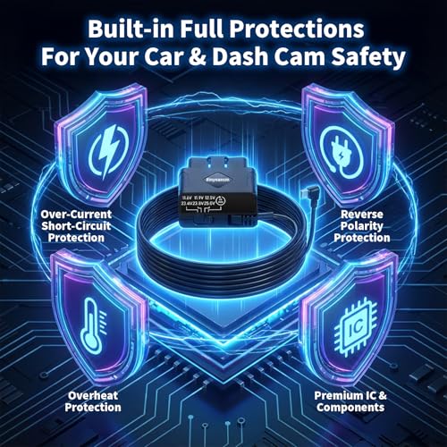 Image of OBD Dash Cam Power Cable USB C with Acc Detection, Plug and Play Hardwire Kit for Dash Camera with 4-Level Low Voltage Protection, LED Voltmeter, 12V-24V to 5V for Parking Mode, 11.5ft