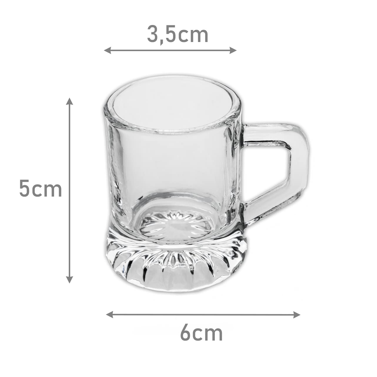 12 bicchierini da liquore con manico, per grappa, per feste, JGA, in vetro