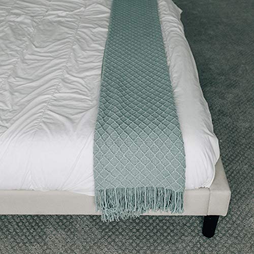 Graced Soft Luxuries Oversized Throw Blankets Knit Soft For Sofa Couch Decorative Knitted Farmhouse Fringe Blanket (Sky Gray, Extra Large 60" X 80") #TOP3