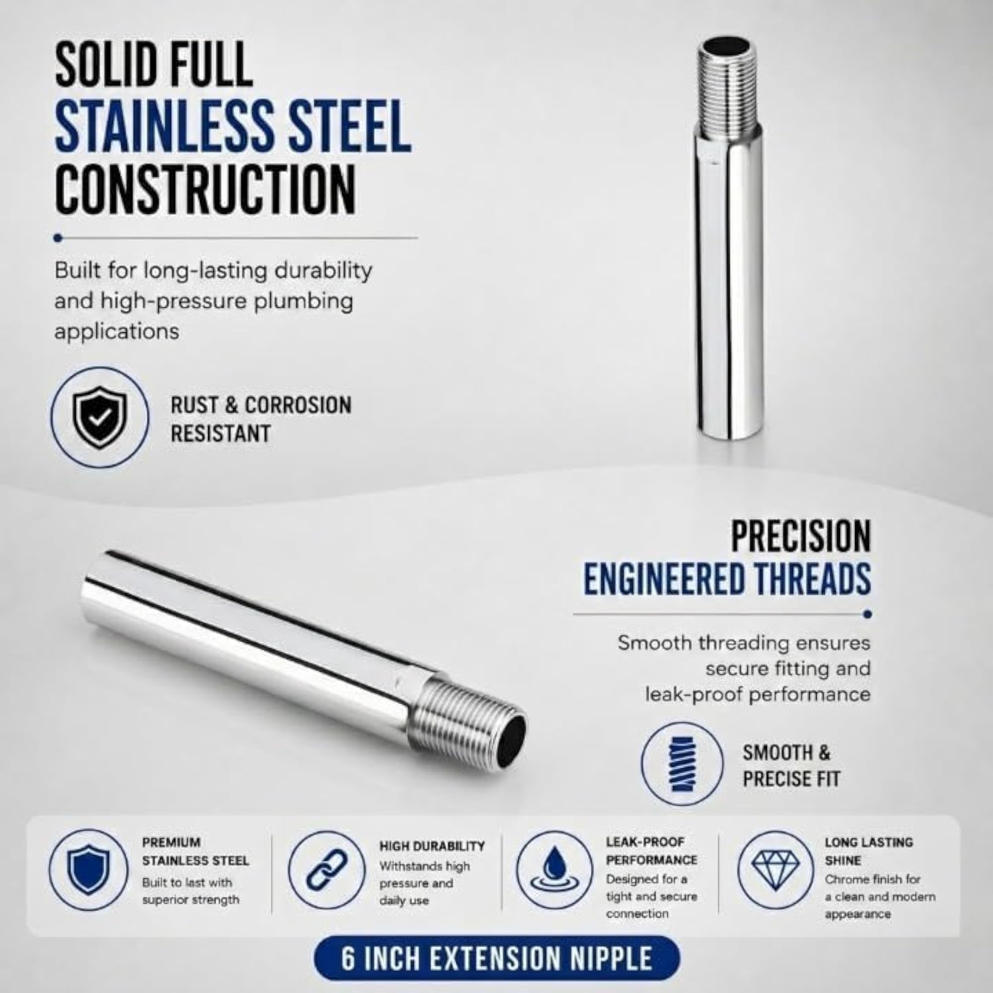 ESEKSAFAR Stainless Steel Extension Nipple