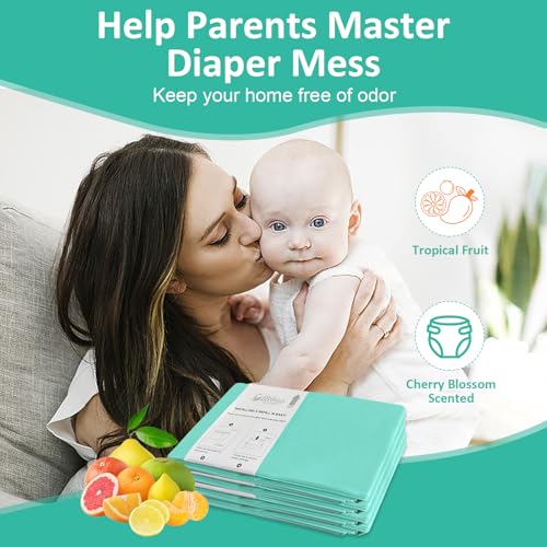 Image of USBOO Refills Compatible with Dekor Plus Diaper Pail,4 Pack Disposable Diaper Pail Refills, Reinforced Thickness Diaper Trash Bags, Holds up to 2320 Diapers,Tropical Fruit