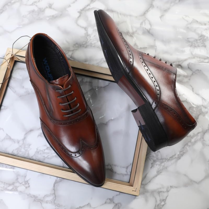 Dress Oxford Shoes for Men Lace Up Pointed Toe Prom Shoes Boys Dress Shoes Genuine Leather Oxfords Business Shoes2