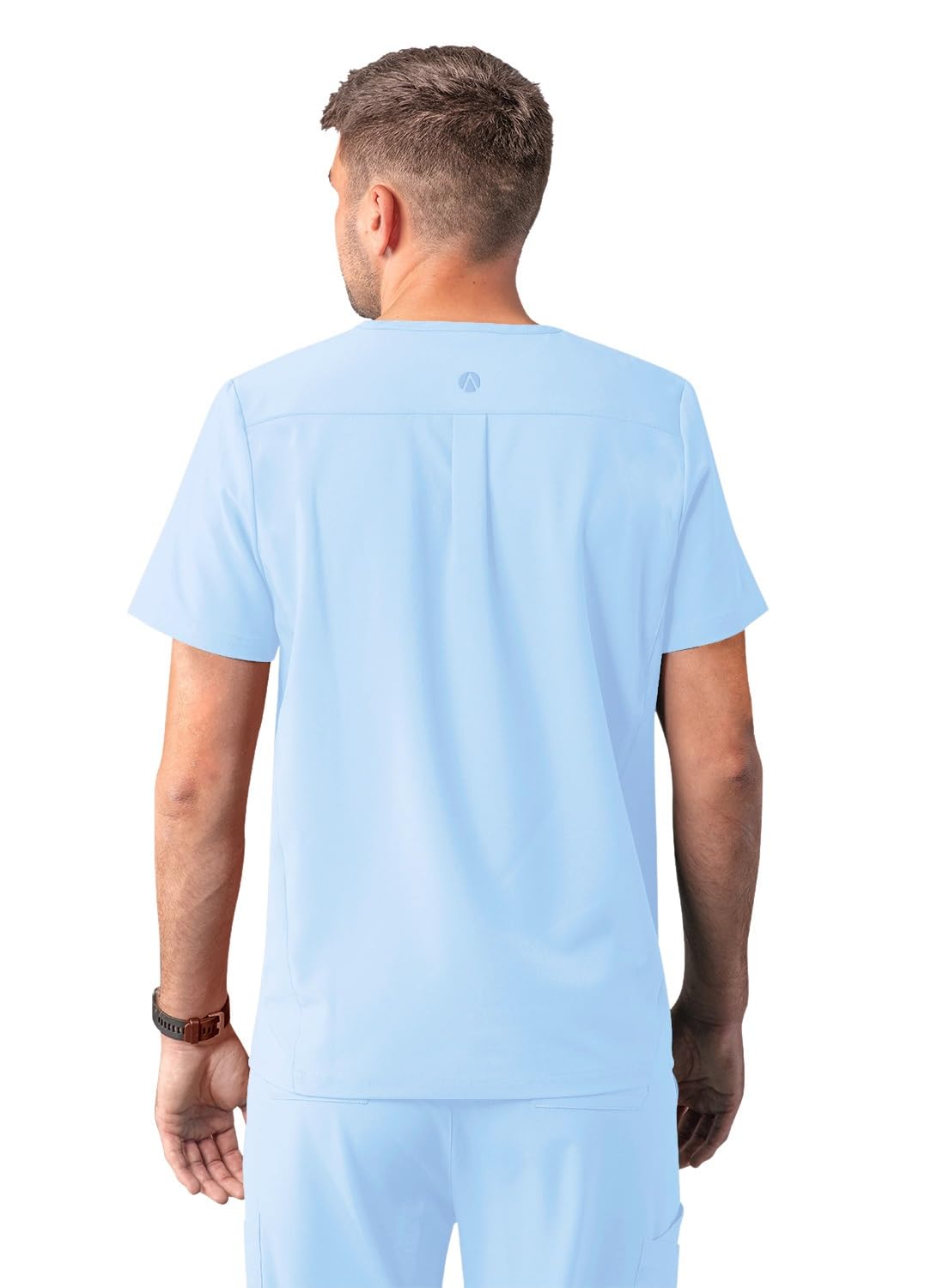 Adar Addition Scrubs dla mężczyzn - klasyczny top z dekoltem w serek, Błękitny, M