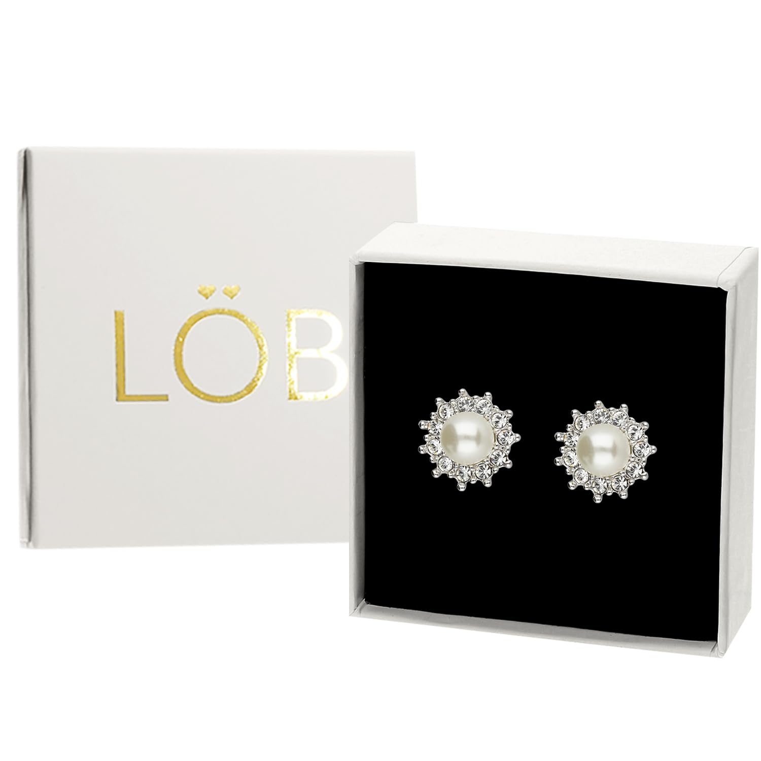 Damen Ohrclips Vergoldet Tropfen Perlen Blumen Ohrringe Perlenohrringe Clips Weiß Brautschmuck Silber Weiß Brautschmuck | Geschenke für Frauen Sie Ehefrau Freundin Mama Mutter