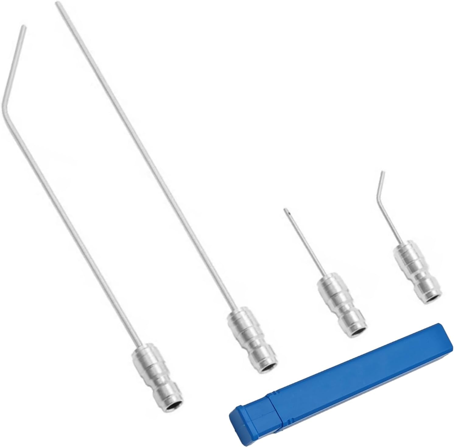 4 Pack High Pressure Washer Nozzle Kit for Washing Machine & AC Cleaning, 1/4 Quick Connect Stainless Steel Wand with Straight & Curved Needles, Heavy Duty Hose Washer Spray Nozzle Kit