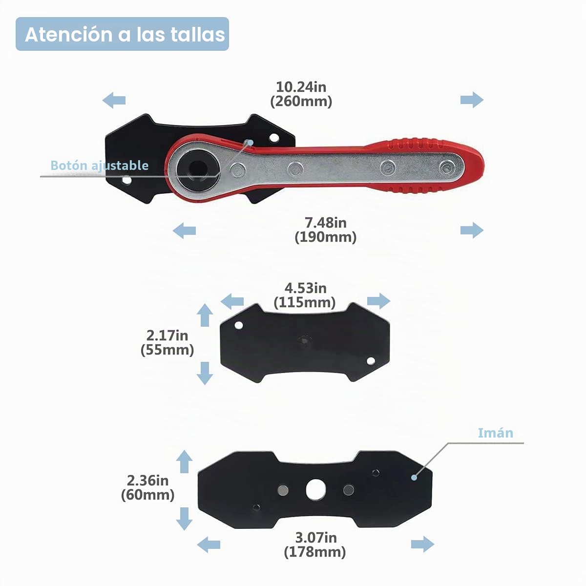 Herramienta de pinza de freno, giro de 360°, reposicionador de pistón de freno, herramienta de restablecimiento de pistón de freno, herramienta de freno, herramienta de trinquete para frenos