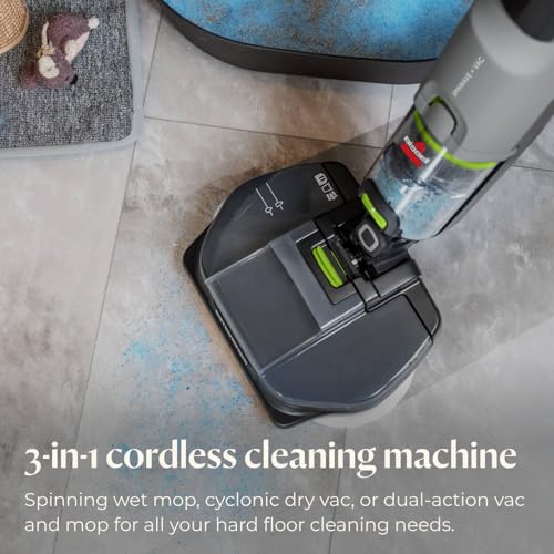 BissellÂ SpinWaveÂ + Vac Cordless, Hard Floor Spin Mop + Vacuum, Lay-Flat, Multi-Use Cleaning, Hard Floor Sanitize Formula Included