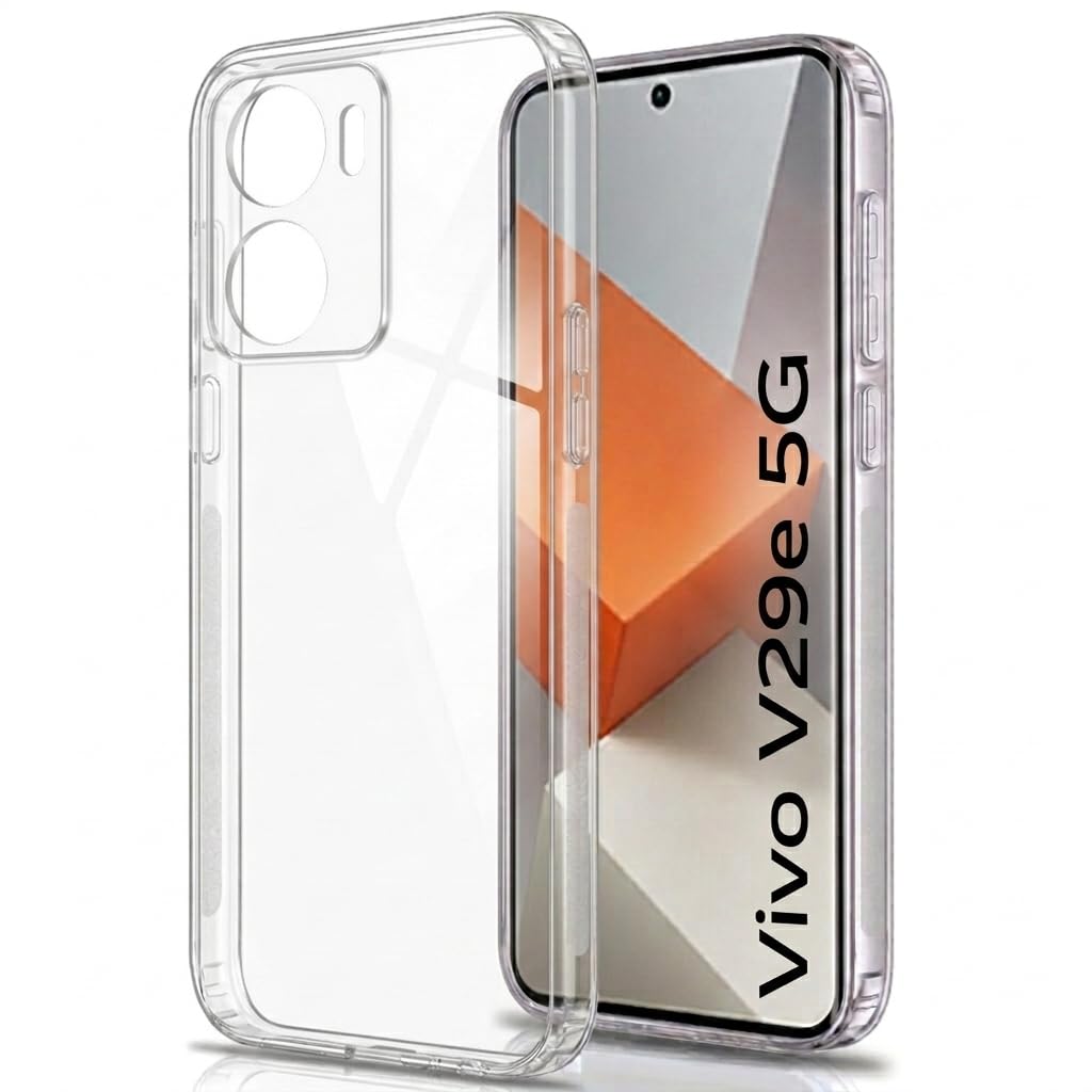 JANAK RAJ 2mm Anti-Skid Dust Plug - Crystal Clear Transparent Back Case Cover Compatible with Vivo V29e 5G | Best Camera Protection | Inbuilt Slim Anti-Slip Grip | Ultra Slim - Clear