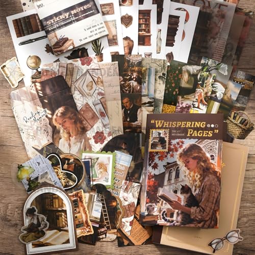 Image of RANDEN Whispering Journaling Kit, 346PCS Vintage Scrapbook & Stationery Set with Aesthetic Stickers, Ephemera Pack and Journal Supplies for Bullet Journals, Planners, Albums & Creative Crafts (WISHPERING)