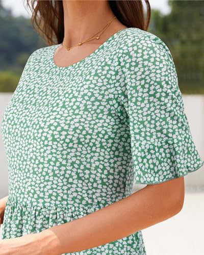 Image of STYLEWORD Womens Summer Casual Short Sleeve Flowy Midi Beach Dress