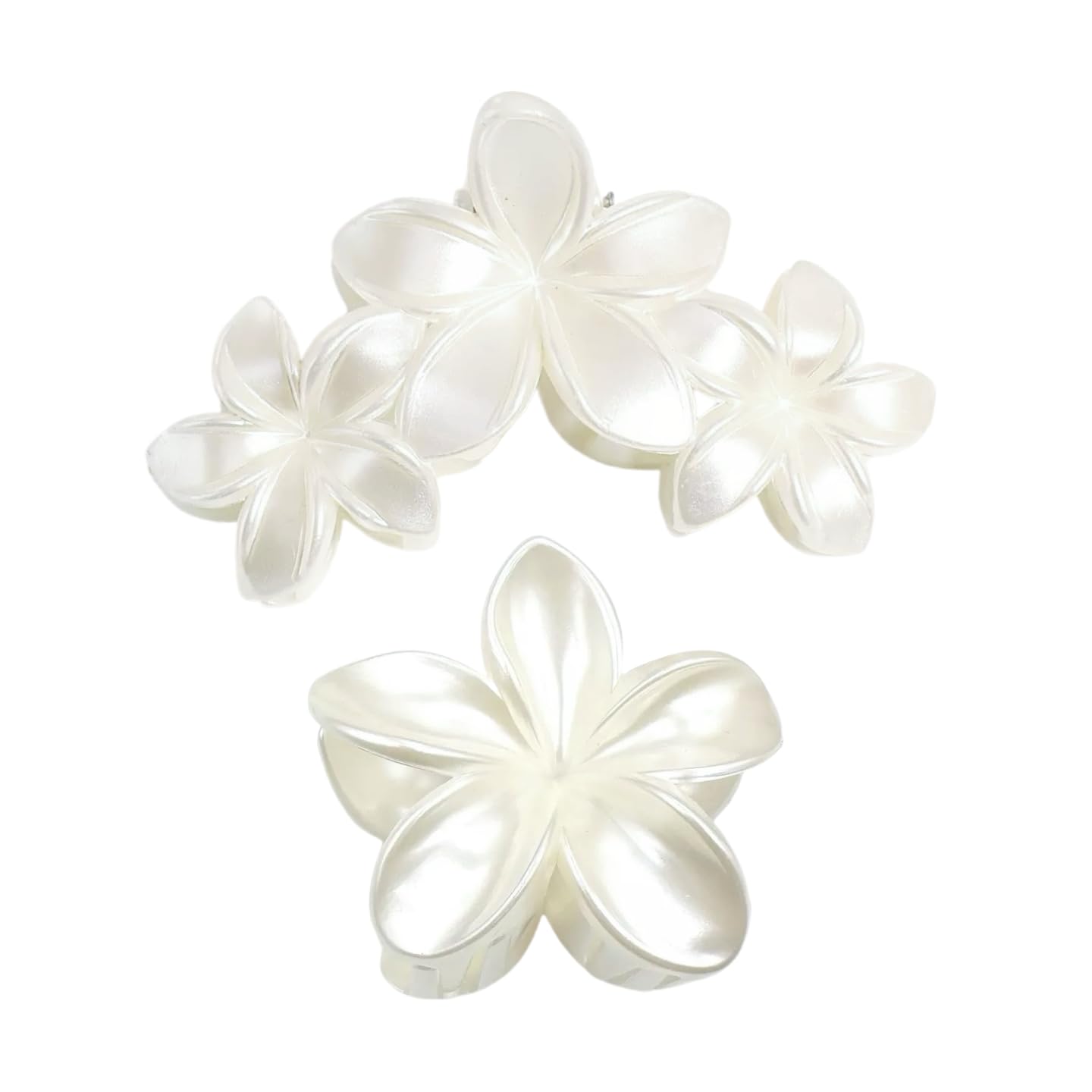 View 1 of 2 Pcs Pearl White Plumeria Claw Clips - Pretty Hawaiian Flower Hair Clips Cute Floral Hair Accessories for Wedding Tropical Beach Vacation Luau Parties