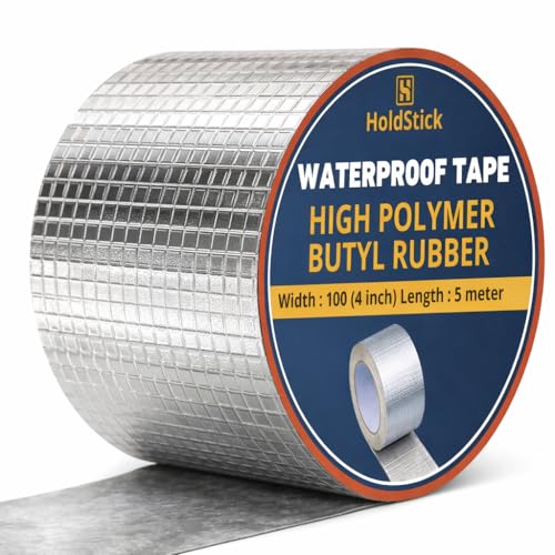 Image of Waterproof Butyl Tape - 100mm x 5M, Heavy Duty Aluminium Foil Repair Tape for Roof Leaks, Pipe Cracks, Window Gaps, Water Tanks, Boat Sealing, HVAC Insulation, Strong Adhesive - Pack of 1