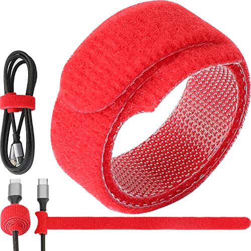 Pasow 50Pcs Reusable Fastening Adjustable Cable Ties Wire Management (7 Inch, Red) #TOP1