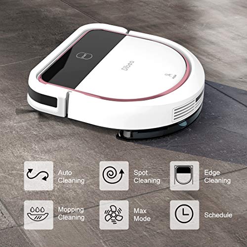 Dibea Aspirateur Robot Laveur de Sol Sucer Essuyer 2 in 1 3 Vitesses 110 Minutes 7.5 cm Plat Sols Durs Fonction du Son Charge Automatique Poil Animaux D500Pro - Image 6