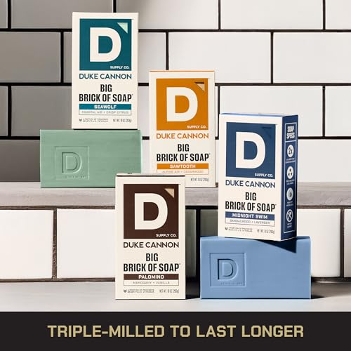Image of Duke Cannon Big Brick of Soap Variety Pack - Midnight Swim, Sawtooth, Palomino & Seawolf, Large 10 oz Triple Milled Men's Bar Soap Set, Long-Lasting Body Soap Bundle