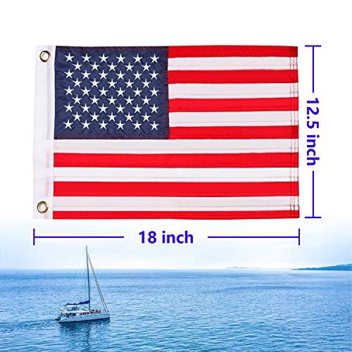HOOSUN American Flag 12.5\" x 18\" Boat Flag Embroidered Stars USA Flag Boat Marine Bike Car Flag Banner with 2 Brass Grommet,USA Flag for Indoor and Outdoor