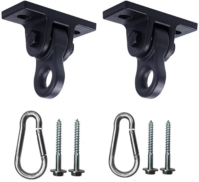ABUSA Heavy Duty Black Swing Hangers Screws Bolts Included Over 5000 lb Capacity Playground Porch Yoga Seat Trapeze Wooden Sets Indoor Outdoor 2 Pack