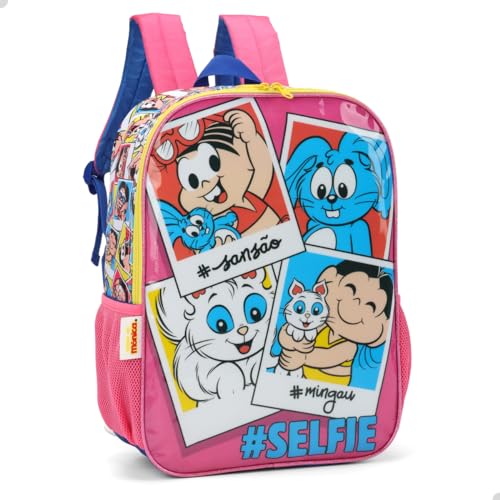Mochila Escolar, Infantil, Turma da Mônica, G, Rosa - Luxcel