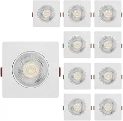 Kit 10 Spot Led Smd 7w Dicróica Direcionável Quadrado (Branco Frio)