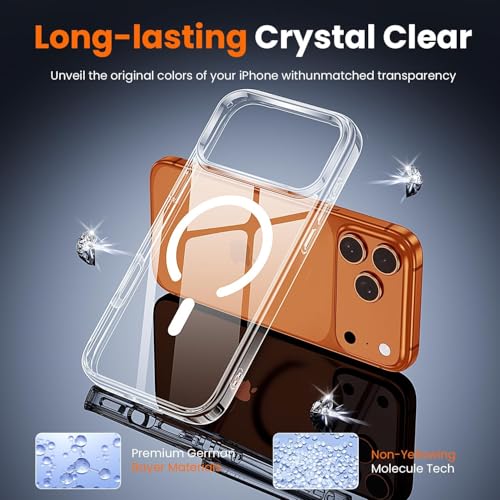 Image of DIZORO Crystal Clear Magnetic Compatible with iPhone 17 Pro Max Case with Anti-Yellow Anti-Scratch | Shockproof Transparent Cover