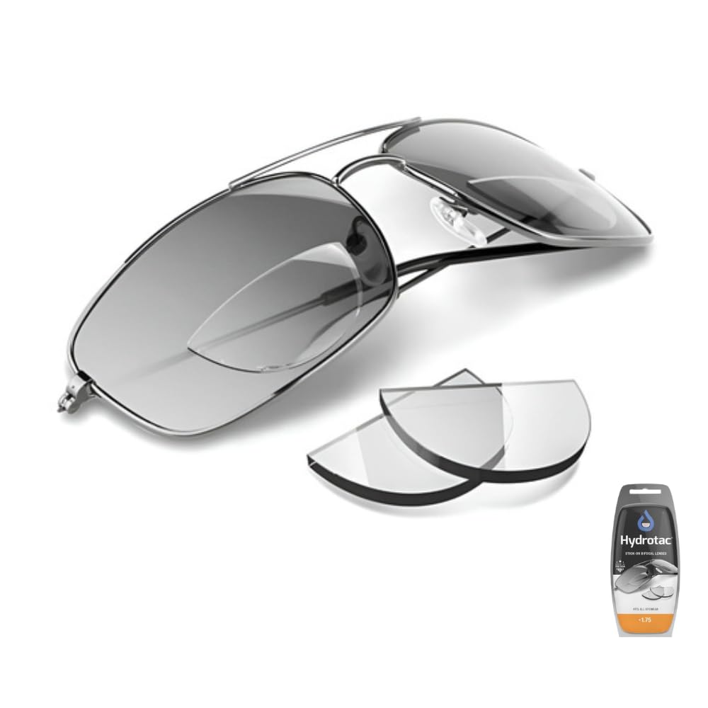 Inland UK +1.75 Hydrotac Stick-On Bifocal Reading Lenses, +1.75 Magnification, Universal Fit for All Eyewear