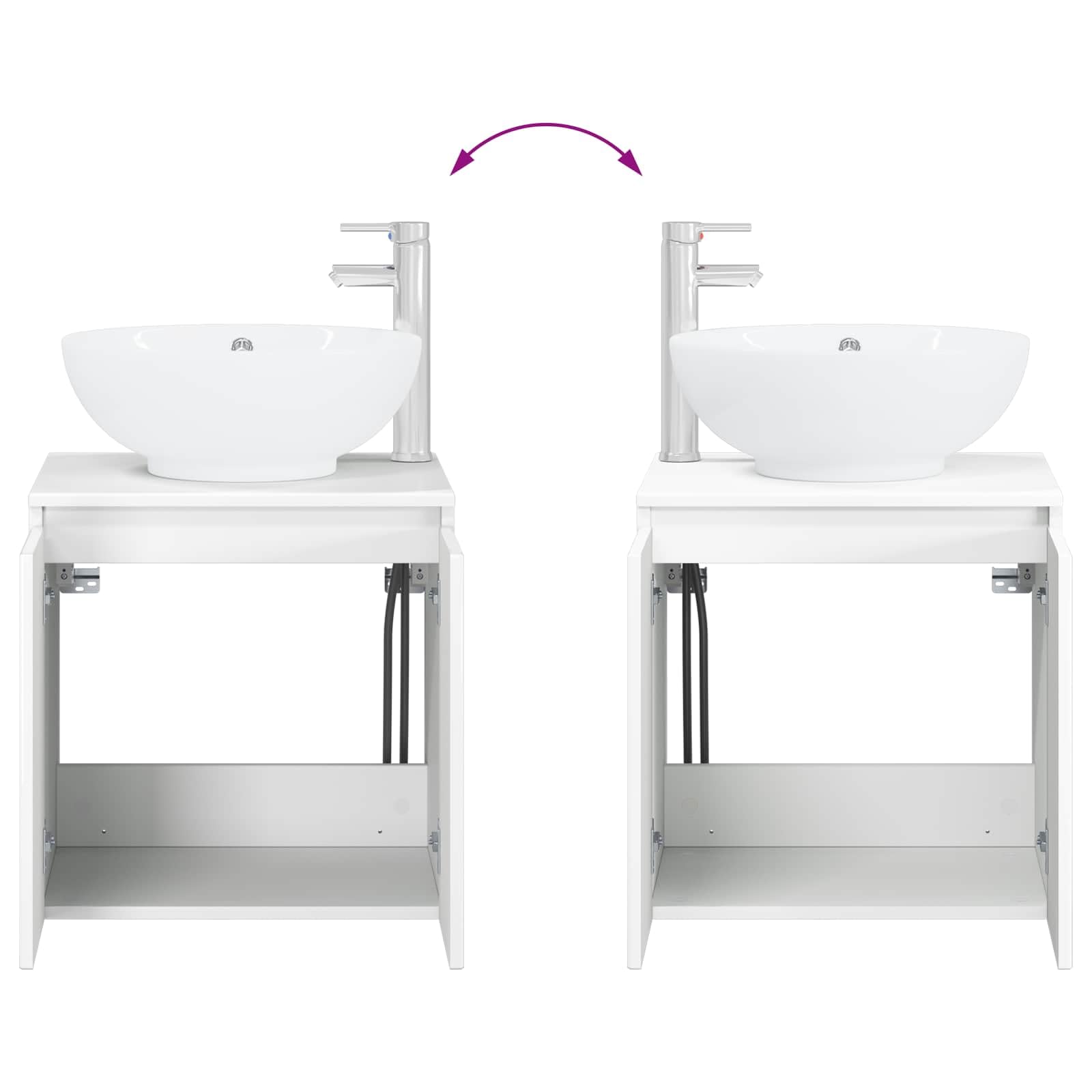 Lavabo da parete con lavabo, bianco lucido