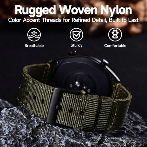 Image of WOCCI Nylon Watch Bands, Contrast Woven Design, Quick Release, Stainless Steel Buckle, Band Width 20mm 22mm 24mm 26mm