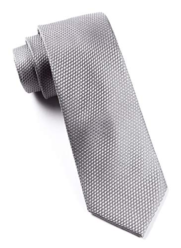 The Tie Bar 100% Woven Silk Silver Grenafaux Solid Textured Tie