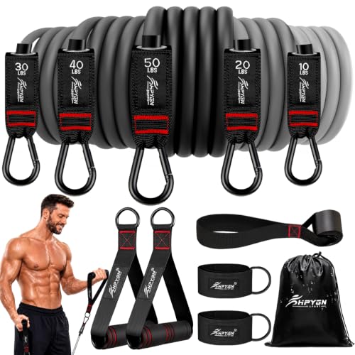 HPYGN Resistance Bands with Handles, 150 lb Exercise Bands for Home Workout