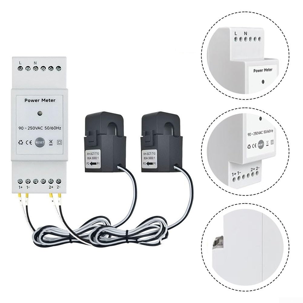 Para Smart Life Compatible Energy Meter 2 Canales BidireFor CTional WiFi Monitor de Energía para Sistemas Tuya