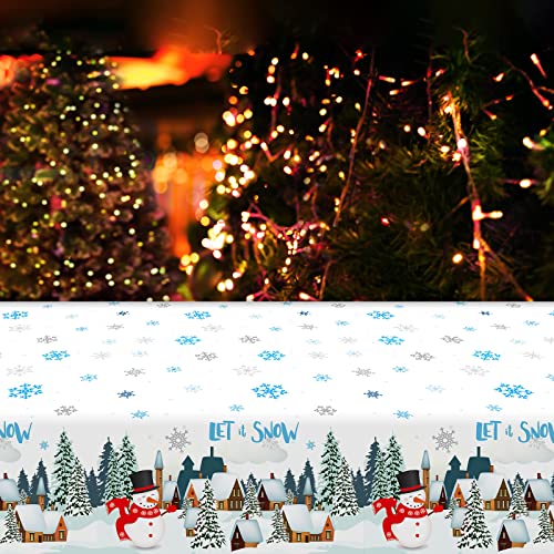 Nappe plastique flocon de neige Let's it Snow 137x274 cm pour table de fête