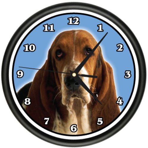 SignMission Bassett Hound Clock Wall Dog Doggie pet Breed Gift