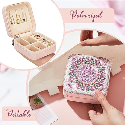 Image of Hinly 2 Pcs Portable Diamond Painting Jewelry Storage Box DIY Diamond Art Accessories PU Leather Jewelry Ring Organizer Case Travel Jewelry Organizer(Charming Style,Elegant Color)