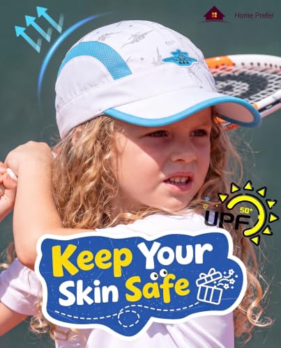 Image of Home Prefer Kids Lightweight Quick Drying Sun Hat Airy Mesh UV Protection Caps Boys Girls UPF50 Baseball Caps Run Beach Water